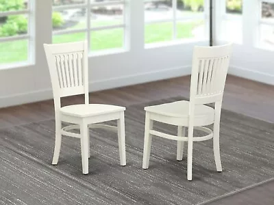 Set Of 2 Vancouver Dinette Kitchen Dining Chairs With Wood Seat In Linen White • $160