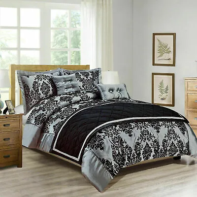 £20.93 • Buy New Luxury Damask Duvet Cover Bedding Set Pillowcase Size Double King S-K Size 