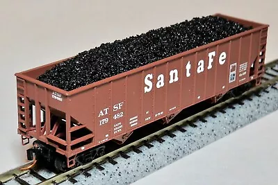 Micro Trains N Scale Santa Fe 100 Ton Open Hopper Car With Hay Bros Coal Load • $9.99