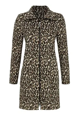 Ladies Animal Print Dressing Gown Zip Up Robe - Housecoat  Size 8 To 24 • £39.99