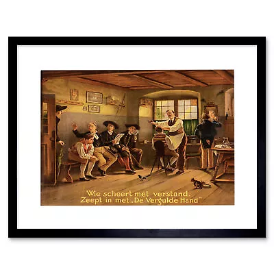Ad Barber Cutting Hair Painting America Framed Art Print Picture Mount 12x16  • $19.79