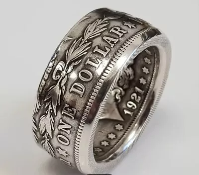 Handcrafted Stainless Steel 1921 Morgan Dollar Coin Ring Size 12 • $11.25