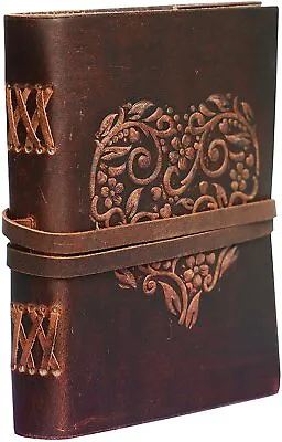 Hand Made Soft Leather Heart Journal Blank Note Sketch Book 200 Page Notebook • £12.99