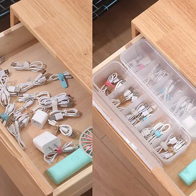 See-Through Charge Cable Organizer Box Data Cable Management Box USB Storage  ~' • £5.99
