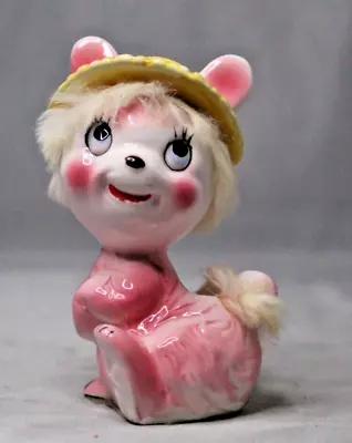 Vintage 1950’s Anthropomorphic Pink Bunny Figurine With White Fur Made In Japan • $15.85