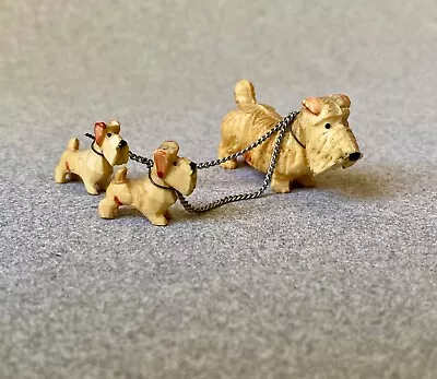 Vintage Miniature Terrier Sealyham Mom & Puppies Chain Leash Japan • $13.95