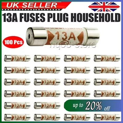 100x 13A Domestic Fuses Plug Top Household Mains 13amp Cartridge Fuse UK Seller • £2.63