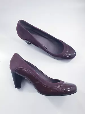 £13 • Buy M&S Footglove Size 6 Wider Fit Burgundy Patent Leather / Suede Court Shoes