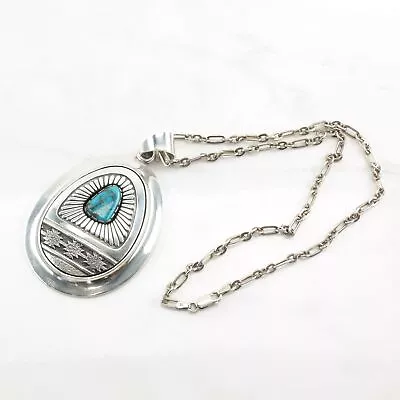 Vintage Navajo Bisbee Turquoise Overlay Sterling Silver Necklace • $1495