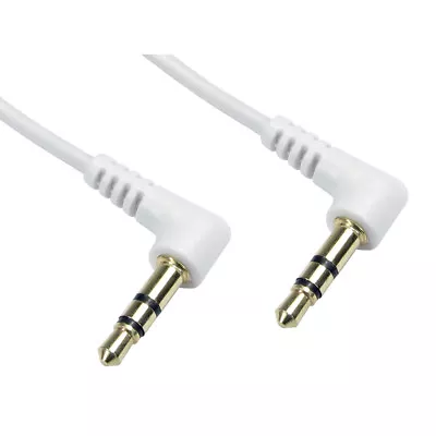 2m 3.5mm Jack Right Angle AUX Cable Lead Stereo To Plug Headphone GOLD White • £2.19