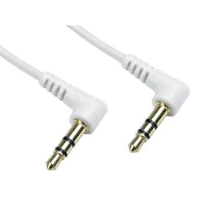 3m 3.5mm Jack Right Angle AUX Cable Lead Stereo To Plug Headphone GOLD White • £2.49