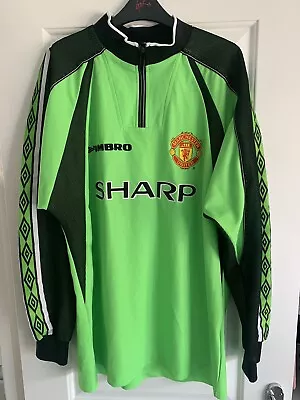 £100 • Buy Super Rare Original Manchester United Football Shirt 1998/99 GK Home Schmeichel