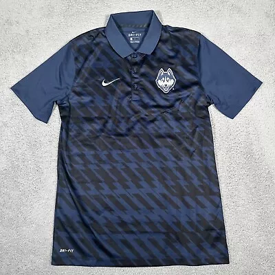 Nike UConn Huskies Polo Shirt Mens Size Medium Blue Pattern Dri-Fit Short Sleeve • $39.99