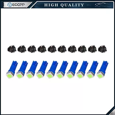 10Pack T5 Twist Socket 74 Car Dashboard Gauge Side LED Light Bulbs Lamp Ice Blue • $8.99