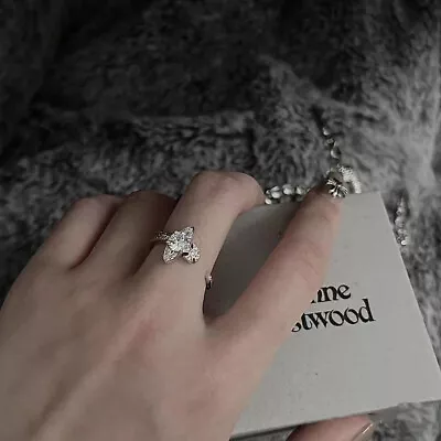 Vivienne Westwood Crystal Silver Open Ring Adjustable Ring • $28.99