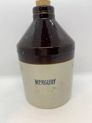 Vintage Brown And Tan Mercury Crock Jug • $20