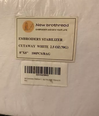 New Brothread Tear Away Machine Embroidery Stabilizer Backing 8 X8  - 100 Sheets • $19.99