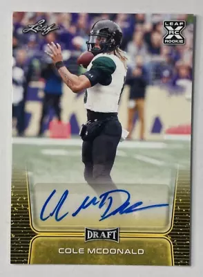 Cole McDonald 2020 Leaf Draft GOLD RC AUTO Hawaii Rainbow Warriors • $8