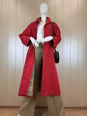 Burberrys Vintage Red Trench Coat Nova Check • $220