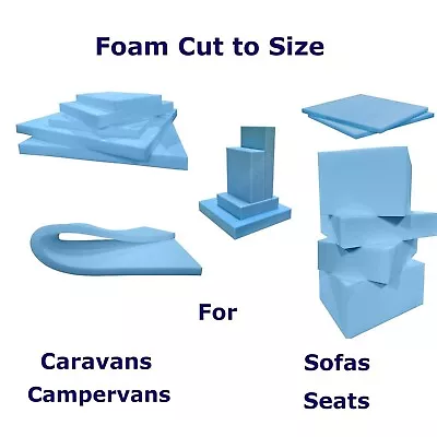 £42.99 • Buy BLUE Firm Foam Cut To Any Size High Density Foam Cushions Seat Pads Firm 