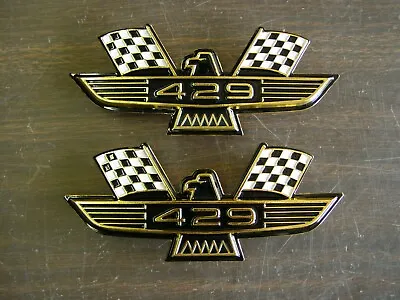 Ford 429 Crossed Flag Fender Emblems Gold Mustang Fairlane Galaxie Falcon 1969 + • $187.31