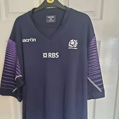 Adults Navy Blue Scotland Rugby T Shirt Size 4xl  (52-54in)Macron   • £18