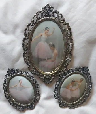 3 Framed Cameo Padded ? Silk Photos Pictures Ballerina Ballet Dancers ? Vintage • £13.49