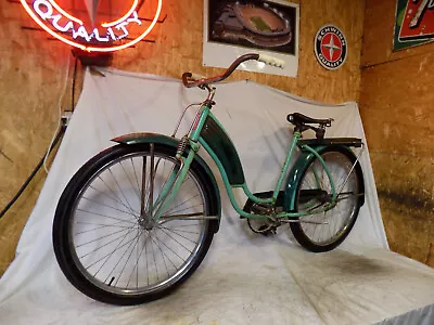 1952 Hiawatha Ladies Tank Bike Springer Fork Vintage Murray Cwc Hawthorne Green! • $249.95