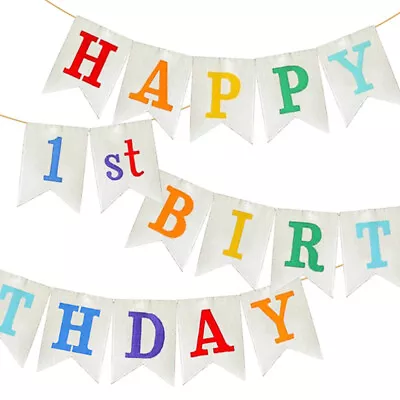  Decorative Banner Birthday Party Hanging 1 Year Old Latte Decorate • £12.68