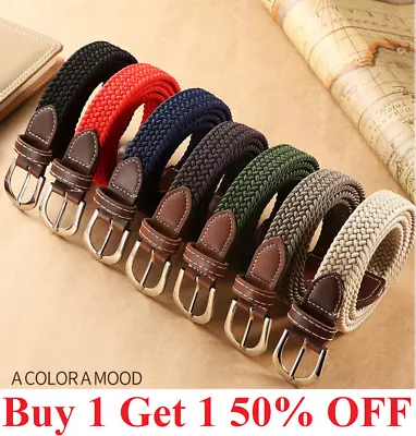 Elastic Narrow Fabric Braided Belt Enduring Stretch Woven Belt For Women Girl  • $8.95