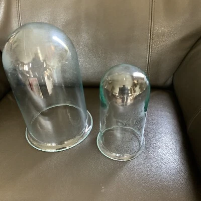 £14.99 • Buy Pair Of Vintage Glass Dome Handcrafted Clear Cloche Bell Jars