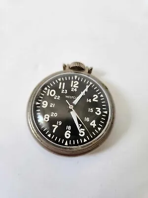 GRAIL 1950 Westclox Canada  24HR Pocket Watch Working Vtg Silver Black  • $360