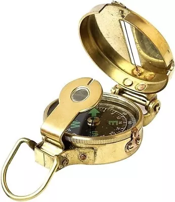 Vintage Old Style Military Compass Nautical Shiny Brass Pocket Compass Gift • $29
