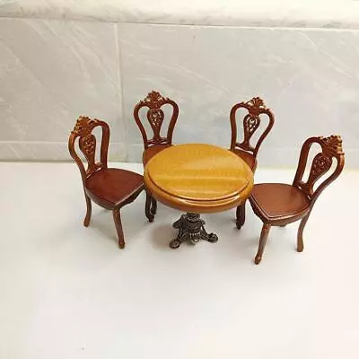 1:12 Scale Dollhouse Miniature Dining Table Chair Set Wooden Furniture • $9.19
