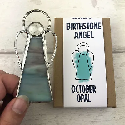 £19.99 • Buy Stained Glass Birthstone Angel - October Birthday Gift - Handmade In Yorkshire