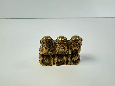 Vintage Brass Very Small Wise Monkey Trio Figurine • $14