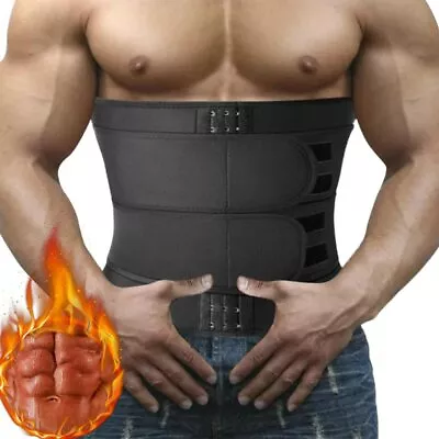 Men Weight Loss Waist Trainer Corset Body Shaper Sports Belt Sauna Sweat Girdle • £16.79