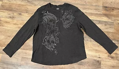 Vintage Y2K Skate Top Grunge Skull Skeleton Long Sleeve Thermal T-shirt XL / XXL • $29.99