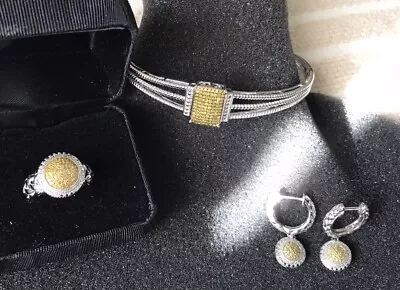 Fancy 1/2ct  Yellow Diamond Bracelet 1/2 Ct Ring Earrings In Sterling Silver • $195