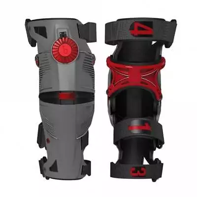 Mobius Adult MX Motocross X8 Knee Braces (Pair) - Storm Grey/Crimson • $694.72