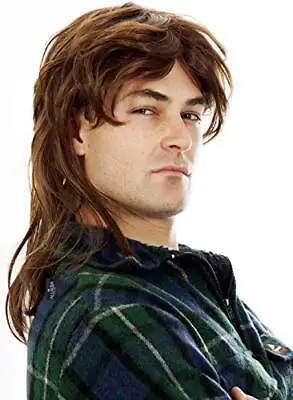 $23.66 • Buy Brown Mullet Wig For Men - 80s Costume - Joe Dirt Inspired