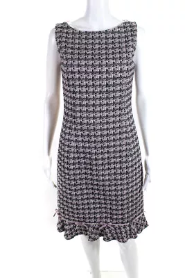 David Meister Women's Sleeveless Midi Tweed Dress Black Pink Size 8 • £33.07