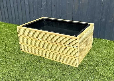 Raised Garden Pond Wooden Decking Water Feature 84x55x36 Cm 90L Solid Tub Liner • £109.99