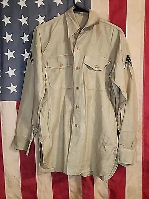 WW2 USMC Marine Corps Khaki Long Sleeve Shirt Size 15x34 9210 • $36