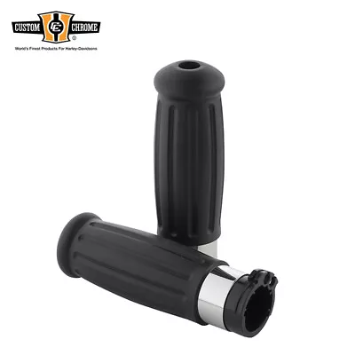 Vintage Style Black Rubber Handlebar Grips Fit For Harley All Models From 73-Up • $27.89