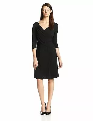 NY COLLECTION B-SLIM Little Black Dress Slimming Cross-Front Dress Med NWT • $22.39