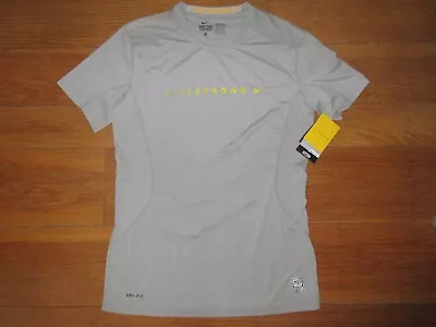 Nike Livestrong Pro Combat Dri-Fit Mens SS Shirt Light Gray/Yelw Medium BNWT • $32