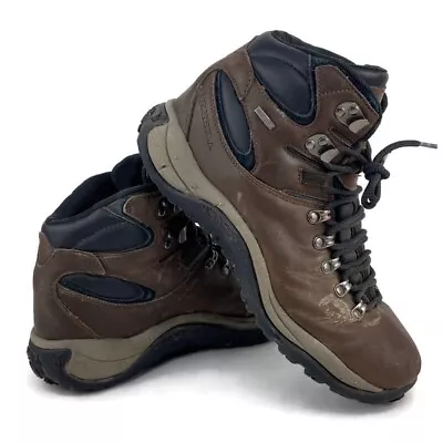 Merrell Boots Men's 10 Brown Leather Reflex Mid Waterproof Hiking Espresso Shoes • $44.97