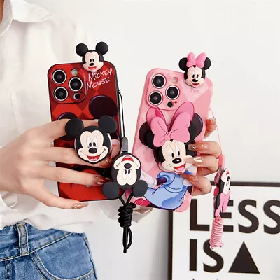 New! Mickey Mouse Iphone Case With Lanyard Minnie Case Fashion Gift • $15.39