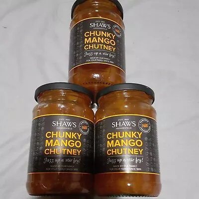 3 Jars Of  Shaw's  Chunky Mango Chutney 3 X300g=900g. BBJUNE 2024. FREEPOST. • £13.69